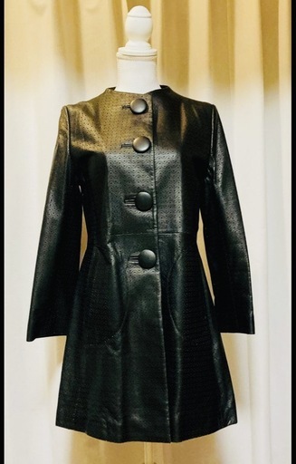 # KIM'S ラムレザーのセミオーダーコート(ブラック　型抜き模様)