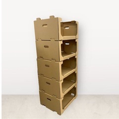 スタッキング 収納 ボックス 段ボール 棚 連結 洋服 収納 の画像