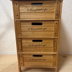 天然木　不ニ貿易　木製4段ボックス　棚　タイル　オシャレ　の画像