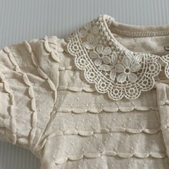 ベビー服 ロンパース 半袖 赤ちゃん ベージュ レース バースデイ 女の子の画像