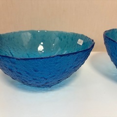 【美品】イタリア製 Laura ガラスボウル ブルー 2個セット（熊本市引き取り限定）の画像