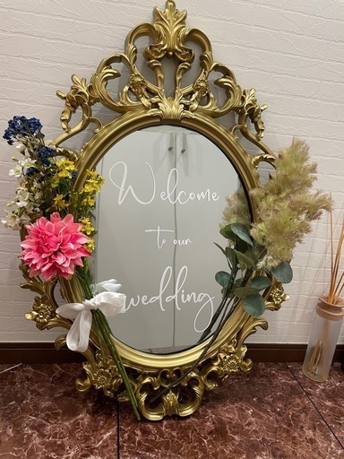 ウェルカムミラー　ウェディング装花付き
