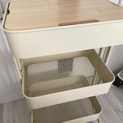 アイリスプラザ＊天板付きキッチンワゴン(ベージュ)の画像