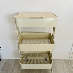 アイリスプラザ＊天板付きキッチンワゴン(ベージュ)の画像