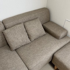 北欧テイスト 3人掛けソファ オットマン付きの画像