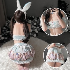 【新品未使用】メイド服 セクシー コスプレ ウサギ耳カチューシャ コスチューム 可愛いの画像