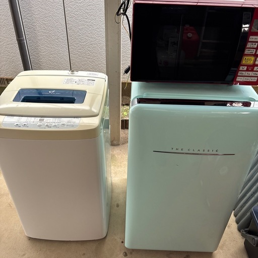 家電3点セット動作確認済
(冷蔵庫、電子レンジ、洗濯機)