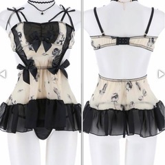 【新品未使用】チュールローズリボンチョーカー付きベビードールの画像