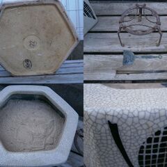 ■配達可■火鉢 六角 陶器 特上 【五徳 火箸 灰、灰慣らし付属】 幅32×高さ25 重さ14kg 手あぶり　　　の画像