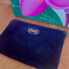 【FEILER】フェイラー　花柄刺繍 ポーチ 黒の画像