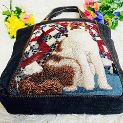 デニム✨Think Bee!✨シンクビー ✨トートバッグ✨肩がけ✨A4サイズ✨猫の画像
