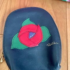 【Pierre Pacha】 ネイビー 花刺繍長財布とミニポーチの画像
