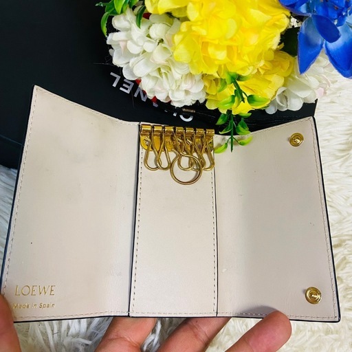 シルクカーフスキン✨LOEWE✨ロエベ ✨キーケース✨リピートアナグラム✨型押し