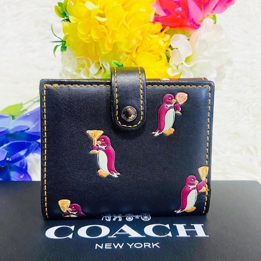 本革✨COACH✨コーチ✨財布✨ペンギン✨シャンパン✨グラブタンレザー✨アニマル