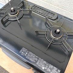 お引取り限定 美品 25年製 リンナイ 都市ガス用コンロ 2口ガステーブル KG35NBKL 左強火 グリル未使用の画像