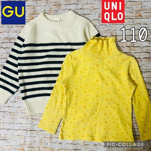 子供服　まとめ売り　ユニクロ　GU　新品　中古品　サイズ　130　140　など まとめ売り・2点セット】ユニクロGU子ども服長そでロンT 110サイズ
