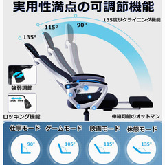 《決まりました!!》オフィスチェア  リクライニング・ フットレスト・ロッキング機能・付き  S字立体背もたれ ハイバック 高反発座面 の画像
