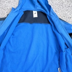 adidas パーカー 140サイズ 青/グレーの画像
