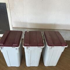 【良品】TONBO 蓋つきゴミ箱3個セット 連結カラー分別ペール45L　（蓋色レッド）の画像
