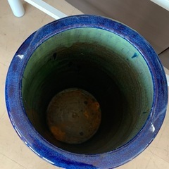 美原店 陶器製 傘立て ブルー 玄関 エントランス 雨具入れ　インテリアの画像