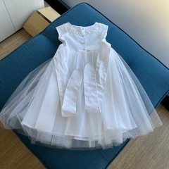 キッズドレス 白 チュール レース フォーマル 発表会 結婚式　120の画像