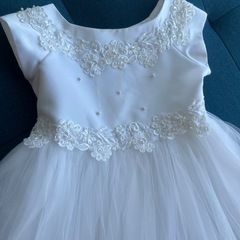 キッズドレス 白 チュール レース フォーマル 発表会 結婚式　120の画像