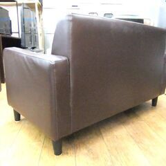 イタミ有 ソファ 2人掛け ブラウン 幅116×奥67×高78 長椅子 コンパクト ソファー ２P 茶系 札幌市厚別区 厚別店の画像