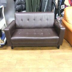 イタミ有 ソファ 2人掛け ブラウン 幅116×奥67×高78 長椅子 コンパクト ソファー ２P 茶系 札幌市厚別区 厚別店の画像