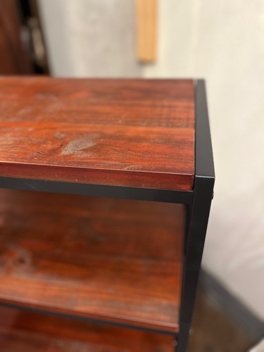 アイアン ウッド インダストリアル シェルフ ラック オープンシェルフ 収納 什器 棚 家具 店舗什器 黒フレーム 木製棚 iron shelf wood display open rack industrial