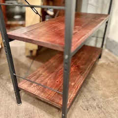 アイアン ウッド インダストリアル シェルフ ラック オープンシェルフ 収納 什器 棚 家具 店舗什器 黒フレーム 木製棚 iron shelf wood display open rack industrial の画像