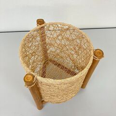 stp-3529　竹製　バスケット　バンブーバスケット　収納　カゴ　籠　かご　小物入れ　脚付き　雑貨収納　リビングの画像