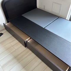 シモンズ セミダブルベットフレーム　引き出し収納付き　木製ベッドフレームの画像