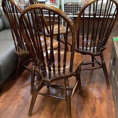 秋田木工ウィンザーチェア　ヴィンテージ4脚セット　ハイバックダイニングチェア　中古の画像