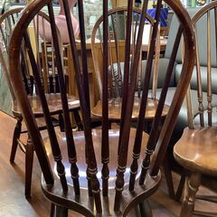 秋田木工ウィンザーチェア　ヴィンテージ4脚セット　ハイバックダイニングチェア　中古の画像