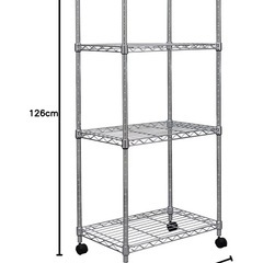 【完璧新品】アイリスオーヤマ メタルラック 4段（幅55cm）交換OK／横幅53cmまで希望／キャスター付き 防サビ SEM-5512の画像