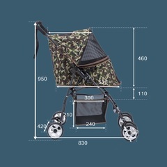 ペットカート 折りたたみ 犬カート 4輪 ストッパー付きの画像