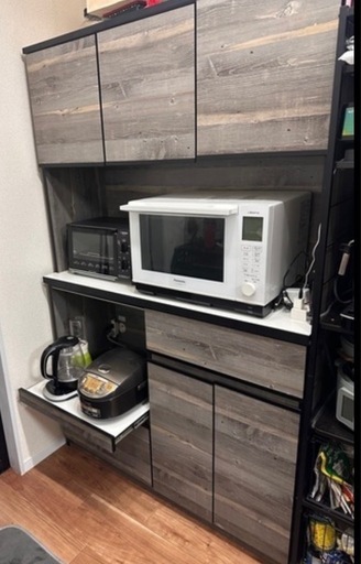 食器棚 大川家具 レンジ台 コンセント付 キッチンボード 完成品 キッチン 引き出し 収納 カップボード 180 配達? 