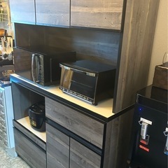 食器棚 大川家具 レンジ台 コンセント付 キッチンボード 完成品 キッチン 引き出し 収納 カップボード 180 の画像
