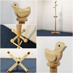 木製ポールハンガー アニマルシリーズキッズハンガー ヒヨコ　洋服掛けスリムデザイン 子供用 コンパクトかばん掛け ハンガーラックの画像