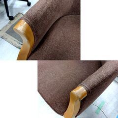 1人掛けチェア 幅63×奥52×高76cm ブラウン系 木×ファブリック 椅子 ソファタイプ 家具 一人掛け 札幌市 中央区 南12条の画像