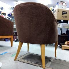 1人掛けチェア 幅63×奥52×高76cm ブラウン系 木×ファブリック 椅子 ソファタイプ 家具 一人掛け 札幌市 中央区 南12条の画像