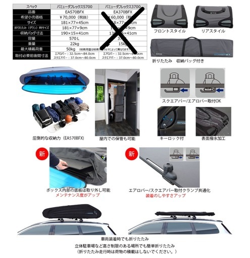 TERZO ルーフボックス　折り畳み　
 BERMUDE FLEX5700