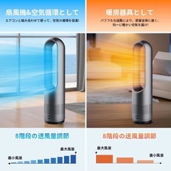 セラミックヒーター ファンヒーター スリム扇風機【冷暖両用＆羽根なし】の画像