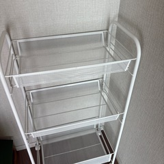 キッチンラック　ホワイト　棚キッチンワゴンの画像