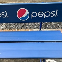 【中古・希少】PEPSI ペプシ ベンチ 昭和レトロ 看板ベンチ スチール製 アルミ座面 店舗什器 ガーデンチェアの画像