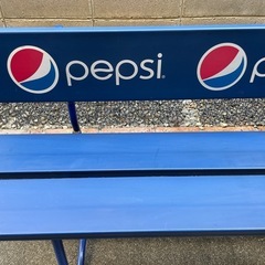 【中古・希少】PEPSI ペプシ ベンチ 昭和レトロ 看板ベンチ スチール製 アルミ座面 店舗什器 ガーデンチェアの画像