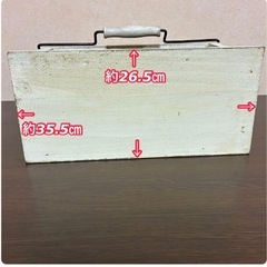 アンティーク風取っ手付き木製ワイヤーフェンスBOXの画像