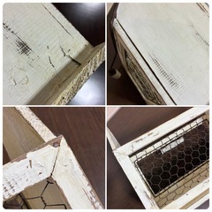 アンティーク風取っ手付き木製ワイヤーフェンスBOXの画像