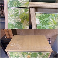 昭和レトロ　タンス　レトロポップ　花柄　グリーン　中古品　　高さ約133cmの画像