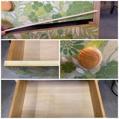 昭和レトロ　タンス　レトロポップ　花柄　グリーン　中古品　　高さ約133cmの画像